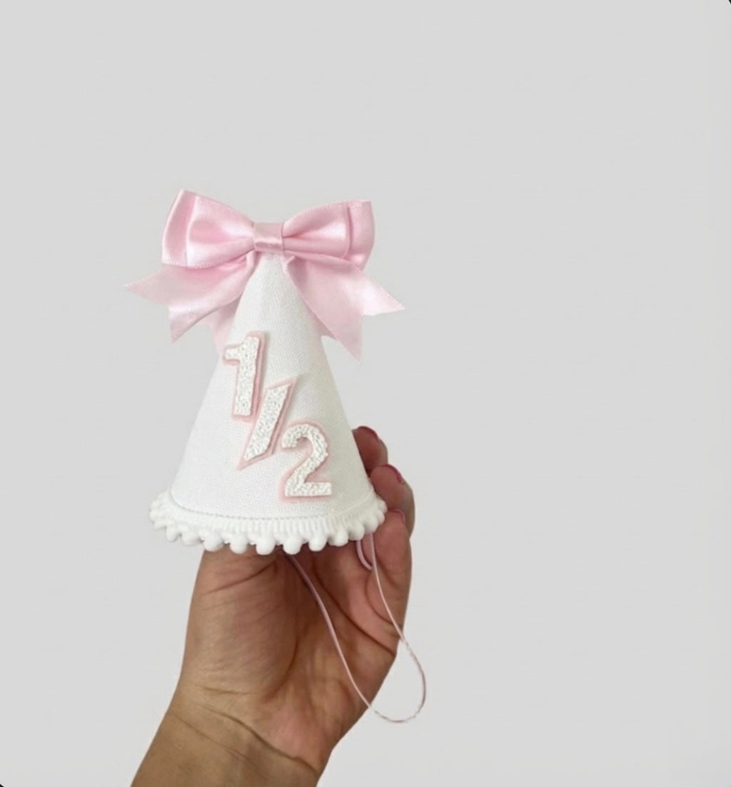 Pink Bow Half Birthday Hat